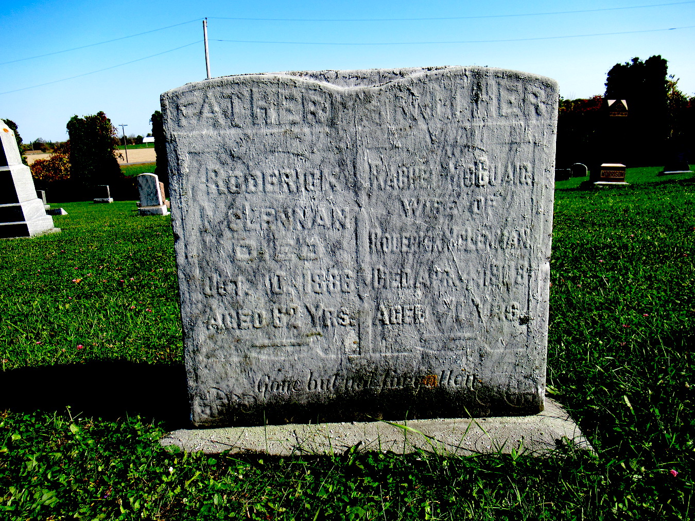 Photo of headstones/Roderick McLennan d1886 & Rachel McCuaig d1903 hdstn Kirkhill St Columba Church Cem